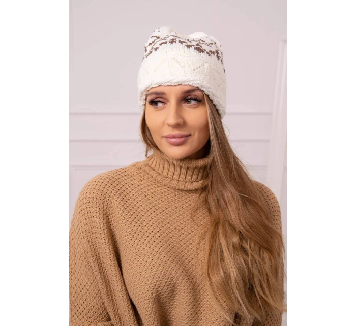 Dámska čiapka Kira K374 ecru+brown Dámska čiapka Kira K374 ecru+brown