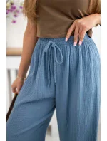 Mušelínové nohavice so širokými nohavicami Denim