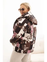 Dámska bunda nadrozmernej veľkosti s kapucňou a predĺženým chrbtom Brown Dámska bunda nadrozmernej veľkosti s kapucňou a predĺženým chrbtom Brown