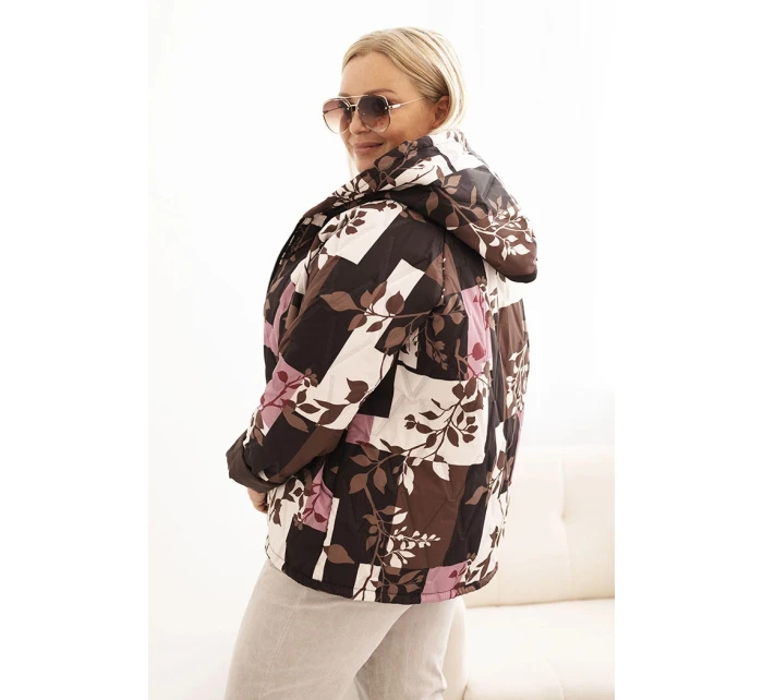 Dámska bunda nadrozmernej veľkosti s kapucňou a predĺženým chrbtom Brown Dámska bunda nadrozmernej veľkosti s kapucňou a predĺženým chrbtom Brown