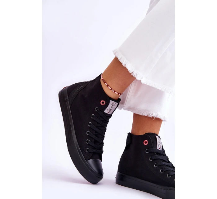 Damskie Klasyczne Wysokie Trampki Cross Jeans LL2R4088C Czarne