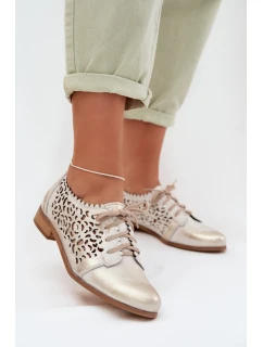 Kožené síťované dámské polobotky model 22027688 zlaté - Zazoo