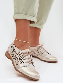 Kožené síťované dámské polobotky model 22027688 zlaté - Zazoo