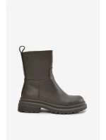 Dámské kotníkové boty na platformě Khaki tmavě zelená model 21873328 - Inello