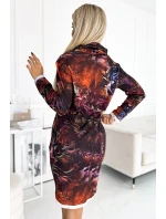 Teplé dámské šaty s vzorem a s rolákem model 19342535 - numoco