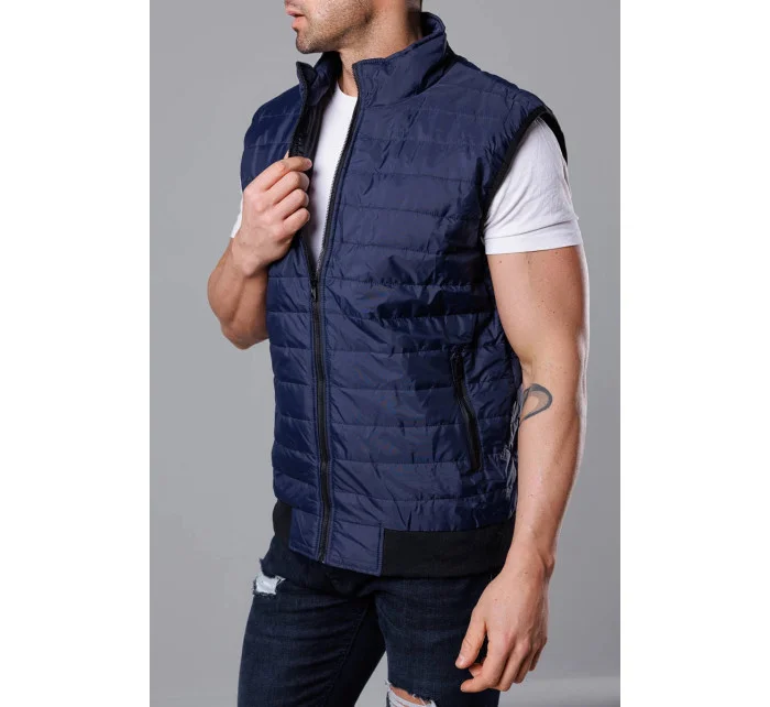Tmavomodrá pánska prešívaná vesta (8MY77-2)