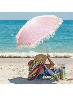 PLÁŽOVÝ A ZÁHRADNÝ SLNEČNÍK SO STRAPCAMI 174 CM ČERVENÝ