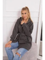 Zateplená bunda so zaväzovaním v páse v grafitovej farbe Zateplená bunda so zaväzovaním v páse v grafitovej farbe