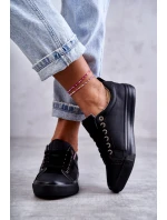 Niskie Damskie Skórzane Trampki Big Star KK274006 Czarne