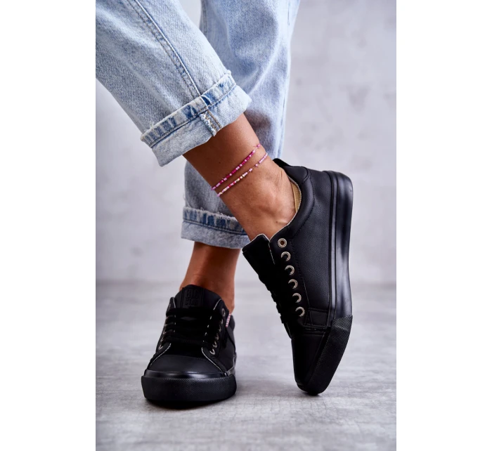 Niskie Damskie Skórzane Trampki Big Star KK274006 Czarne