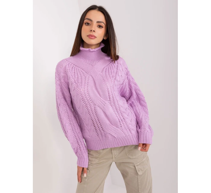 Sweter AT SW model 18909343 jasny fioletowy - FPrice Sweter AT SW model 18909343 jasny fioletowy - FPrice