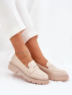 Dámske mokasíny z ekokože so zirkónmi Wilamla - béžové