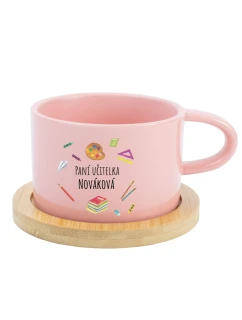 Personalizovaný keramický hrníček Makronka pro paní učitelku/pana učitele (pomůcky)