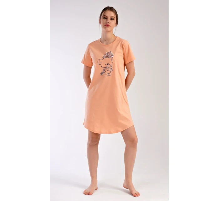 Dámská noční košile s krátkým rukávem Méďa s model 18728719 - Vienetta Dámská noční košile s krátkým rukávem Méďa s model 18728719 - Vienetta