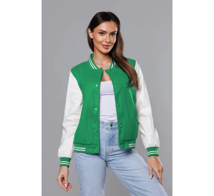 Zelená dámská baseballová bunda model 18141042 - J.STYLE Zelená dámská baseballová bunda model 18141042 - J.STYLE