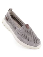 Dámske kožené ažurové topánky sivej farby eVento 9802 Dámske kožené ažurové topánky sivej farby eVento 9802