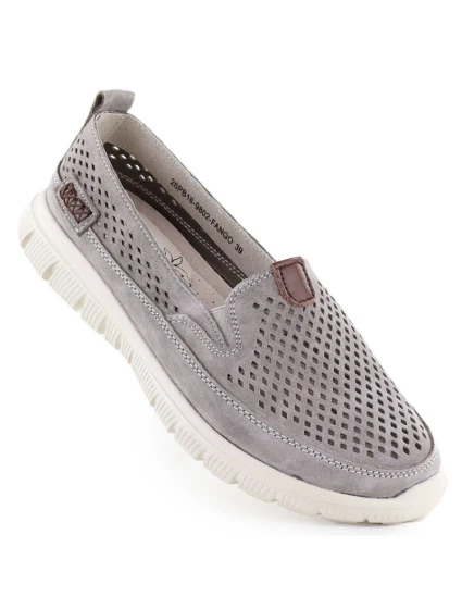 Dámske kožené ažurové topánky sivej farby eVento 9802 Dámske kožené ažurové topánky sivej farby eVento 9802