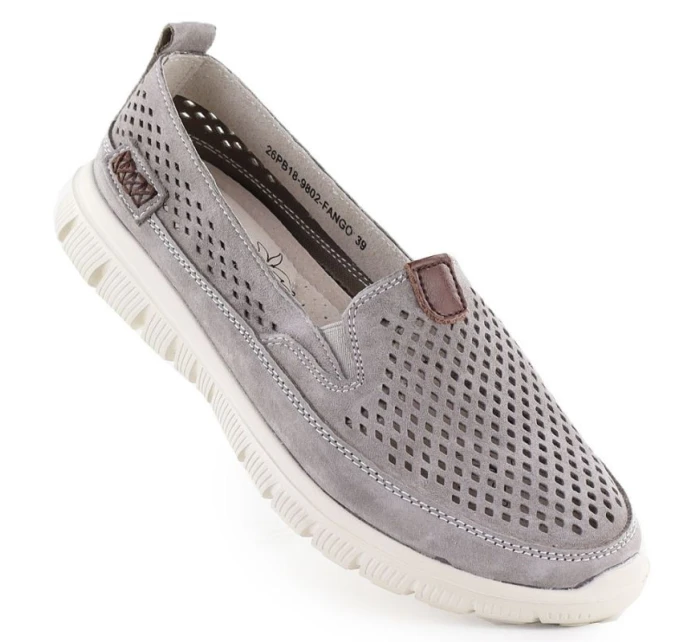 Dámske kožené ažurové topánky sivej farby eVento 9802 Dámske kožené ažurové topánky sivej farby eVento 9802