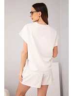 Dámský komplet s halenkou a šortkami se béžový model 22147942 - K-Fashion