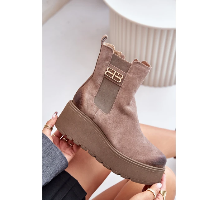 model 21673714 Dámské Botky Chelsea Na Platformě A Klínu Černé - Zazoo