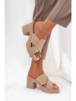 Lehké Pantofle Na Podpatku Z Eko Kůže Světle Béžové model 21684550 - Boto Lehké Pantofle Na Podpatku Z Eko Kůže Světle Béžové model 21684550 - Boto