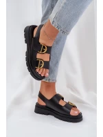Eko Kožené Sandály S Přezkami Černé model 21684634 - Boto Eko Kožené Sandály S Přezkami Černé model 21684634 - Boto