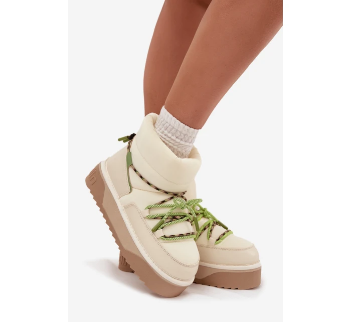 Śniegowce Na Platformie D.Franklin DFSH371015 Jasnobeżowe