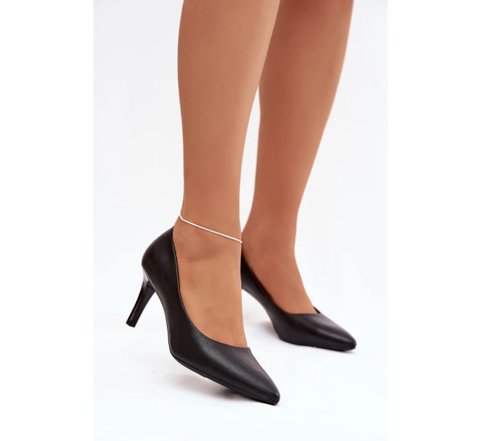 Kožené lodičky model 21821724 Černé - SERGIO LEONE