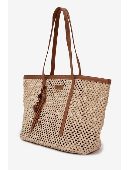 Pletená taška typu Shopper s přívěskem Béžová model 22111688 - Flora&Co