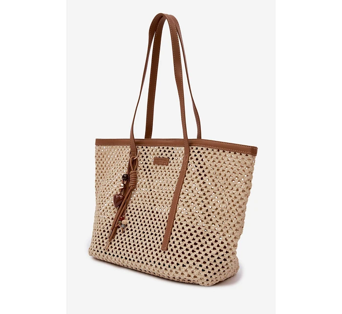 Pletená taška typu Shopper s přívěskem Béžová model 22111688 - Flora&Co