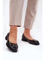 Dámské kožené baleríny s ozdobou D&A – černé
