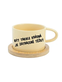 BYŤ TAK KRÁSNY JE PRÍLIŠ ŤAŽKÉ - žltý pohár na makrónky 200 ml