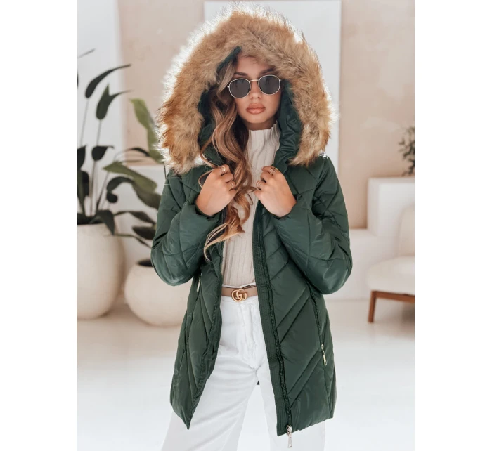 Dámská prošívaná zimní bunda zelená Dstreet model 21971749 - FashionStreet