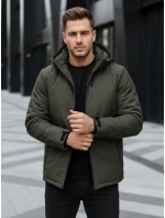 Pánska zimná bunda s kapucňou zelená FashionStreet TX5118 Pánska zimná bunda s kapucňou zelená FashionStreet TX5118