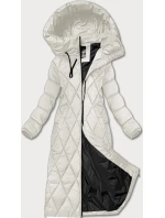 Dámska dlhá zimná bunda s kapucňou Libland ecru (7832)
