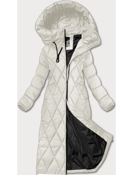 Dámska dlhá zimná bunda s kapucňou Libland ecru (7832)