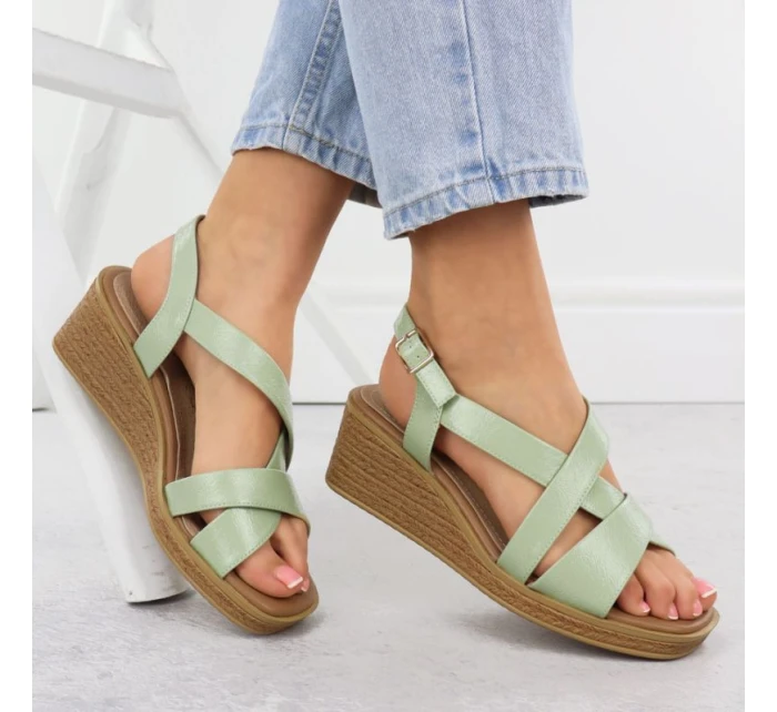 Zelené lakované dámske sandále na platforme Sergio Leone SK298 Zelené lakované dámske sandále na platforme Sergio Leone SK298