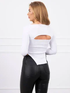 Blúzka s rebrovaným výstrihom biela