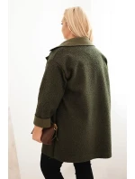 Dámsky kabát z ovčej kože v nadmernej veľkosti s vlnou a vreckami Khaki