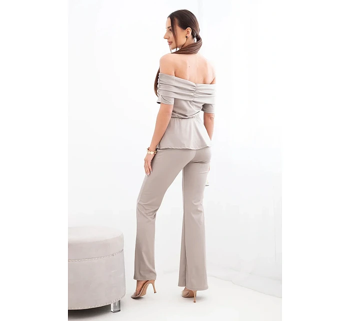 Dámsky bavlnený set s krátkym rukávom a šortkami žltý