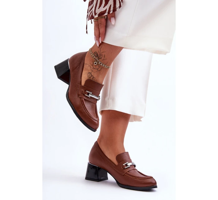 Pohodlné Kožené Lodičky Hnědé model 21630123 - Boto