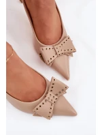 Lodičky Na Podpatku S Mašlí Béžové model 21698718 - Boto