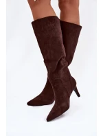 Dámske zateplené čižmy na podpätku - čokoládové Arelisse Dámske zateplené čižmy na podpätku - čokoládové Arelisse