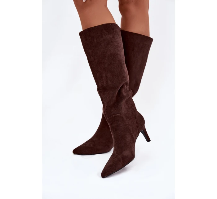 Dámske zateplené čižmy na podpätku - čokoládové Arelisse Dámske zateplené čižmy na podpätku - čokoládové Arelisse