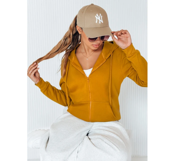 Dámska mikina s kapucňou na zips camel BY0227