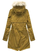 Žltá dámska zimná bunda s podšívkou z machovej kožušiny (b2623) Žltá dámska zimná bunda s podšívkou z machovej kožušiny (b2623)