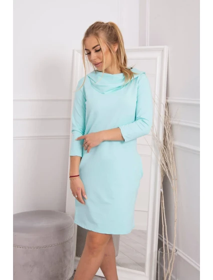 Šaty s kapucňou a vreckami mint