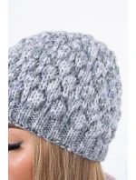 Čepice model 18745422 šedá + fialová - K-Fashion Čepice model 18745422 šedá + fialová - K-Fashion