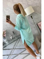 Šaty s kapucňou a dlhším chrbtom mint