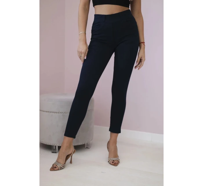 Bavlnené nohavice s mašľou námornícka modrá